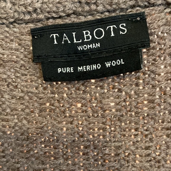 Talbot’s Taupe Brown Merino Sweater Knit Blazer Cardigan - Picture 2 of 8